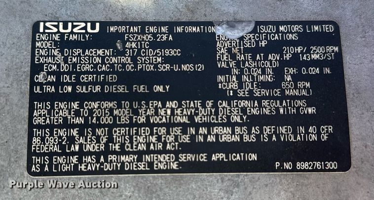 image for item EG2353 2016 Isuzu NPR roll-off container truck