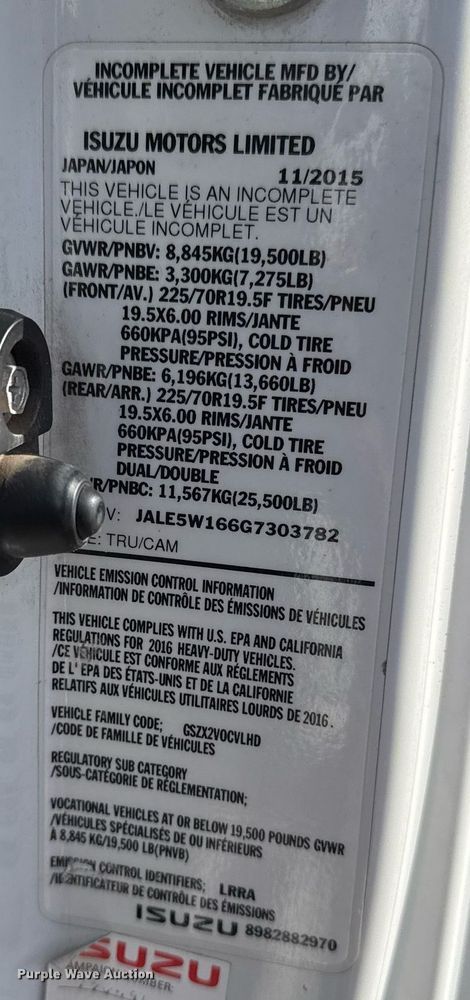 image for item EG2353 2016 Isuzu NPR roll-off container truck