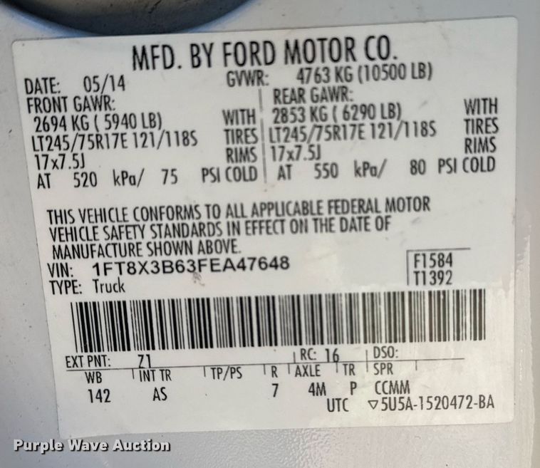 image for item EG2404 2015 Ford F350 Super Duty SuperCab utility bed pickup truck