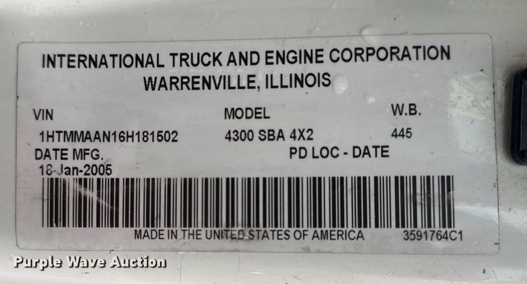 image for item EG2421 2006 International 4300 cable placer bucket truck 