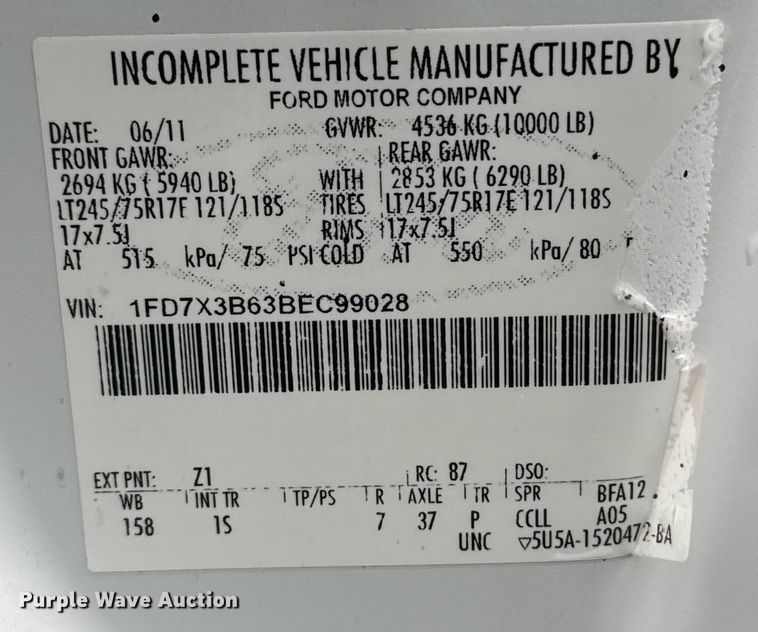 image for item EG2425 2011 Ford F350 Super Duty SuperCab utility bed pickup truck