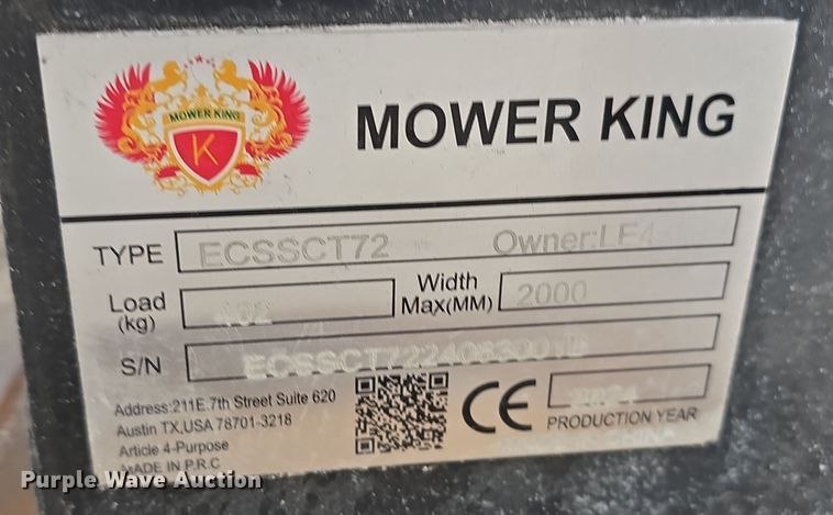 image for item EH8518 2024 Mower King ECSSCT72 skid steer trencher