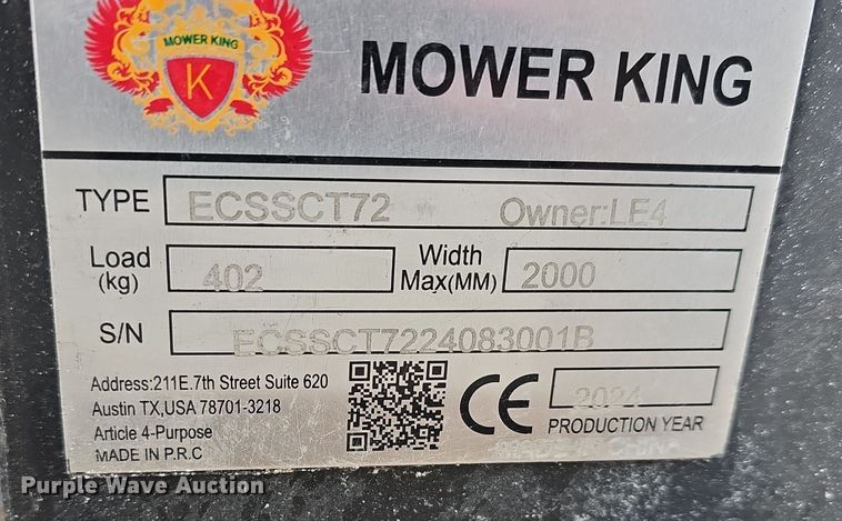 image for item EH8518 2024 Mower King ECSSCT72 skid steer trencher