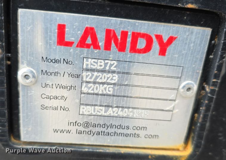 image for item EH8524 2023 Landy HSB72 skid steer snow blower