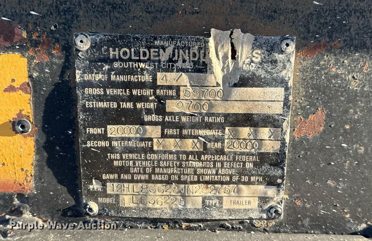 image for item EJ3457 1988 Holden HLB36225 drop deck equipment trailer