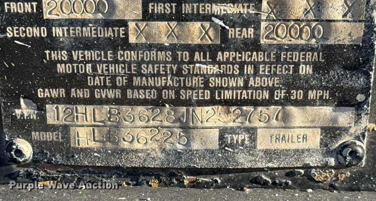 image for item EJ3457 1988 Holden HLB36225 drop deck equipment trailer