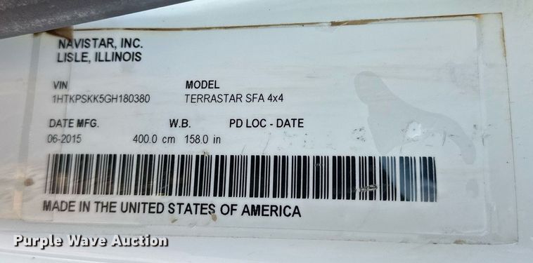 image for item EJ5325 2016 International Terrastar SFA 4X4 bucket truck