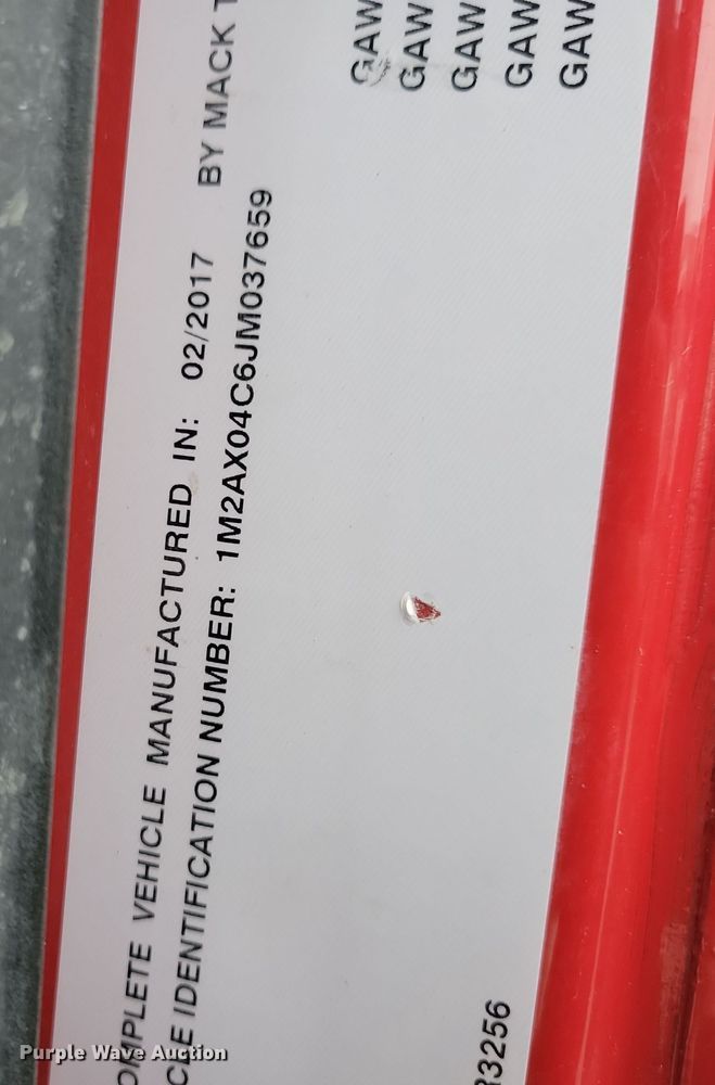 image for item OH9491 2018 Mack Granite GU700 dump truck