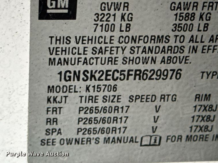 image for item DO0184 2015 Chevrolet Tahoe Police SUV