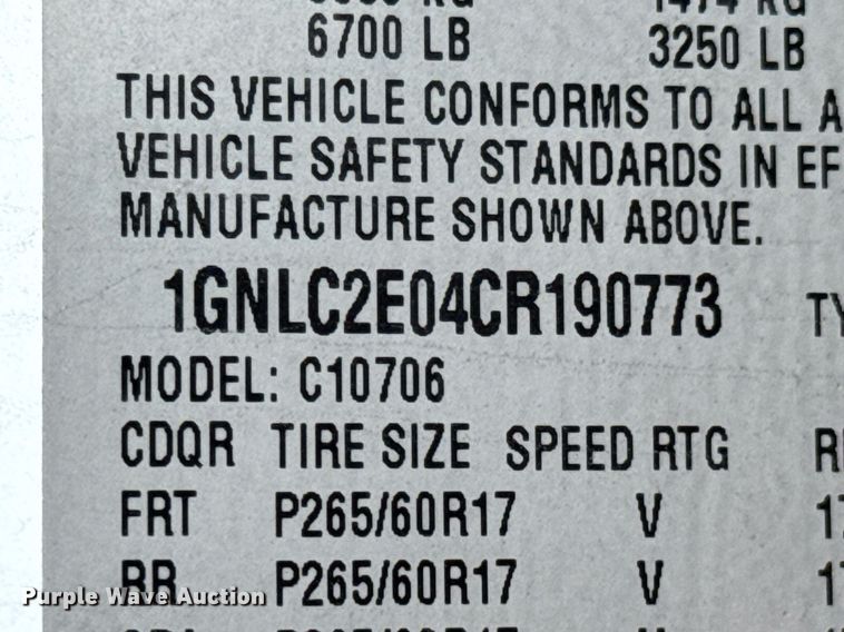 image for item DO0185 2012 Chevrolet Tahoe Police SUV