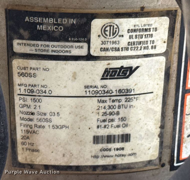 image for item DO0218 Hotsy 560SS pressure washer