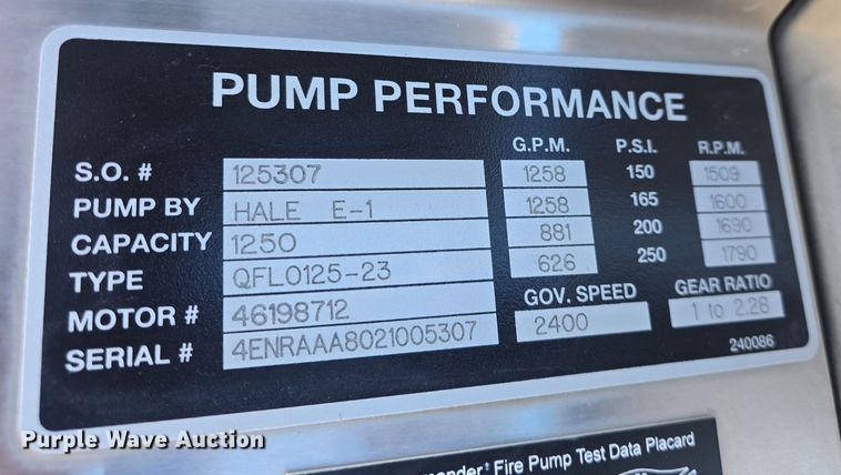 image for item DO7737 2002 Emergency One pumper fire truck