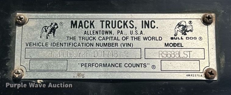 image for item DP6098 1985 Mack RS688LST semi truck