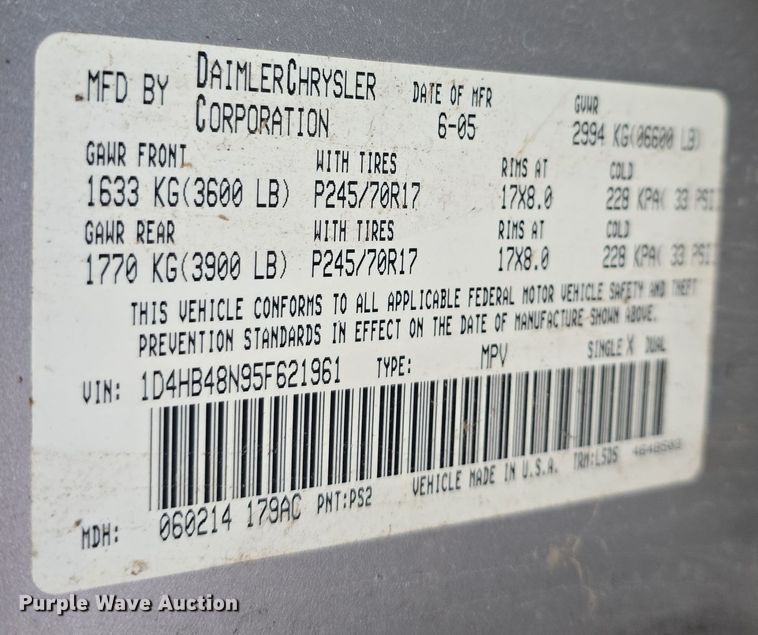 image for item DQ5369 2005 Dodge  Durango SLT 