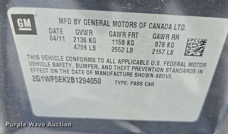 image for item DQ5372 2011 Chevrolet Impala 