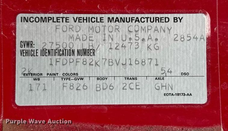 image for item EG7117 1981 Ford F826 pumper fire truck