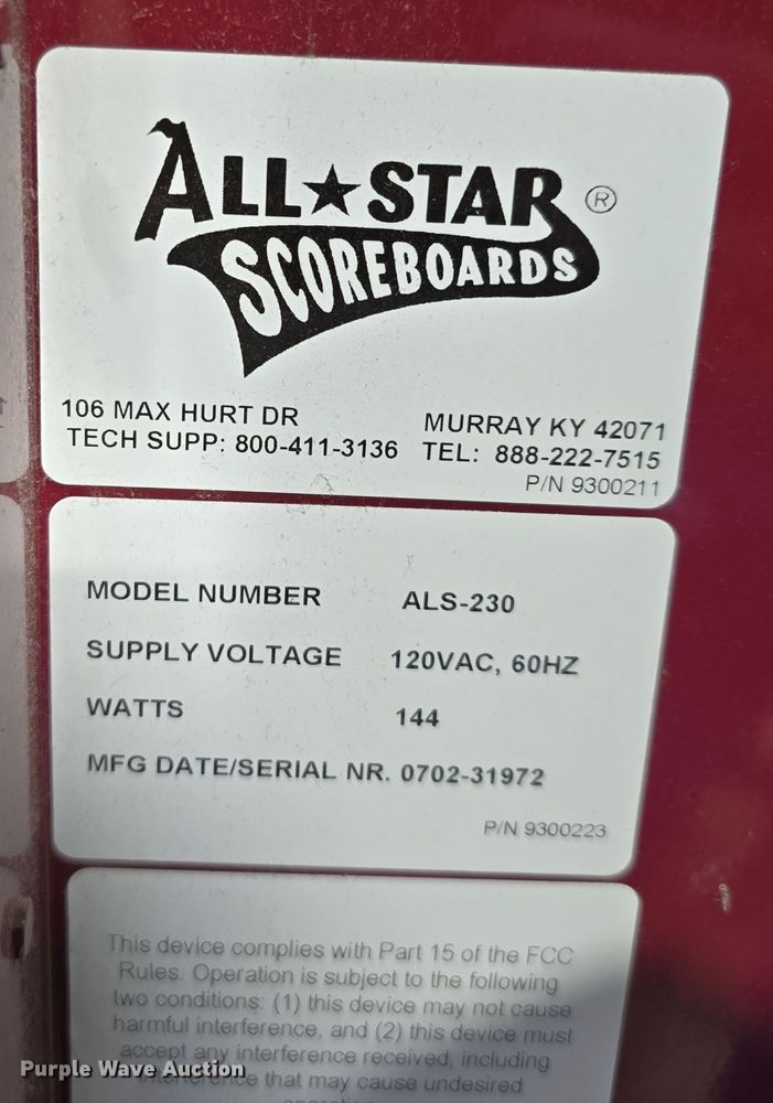 image for item EH8505 (2) All Star ALS-230 scoreboards