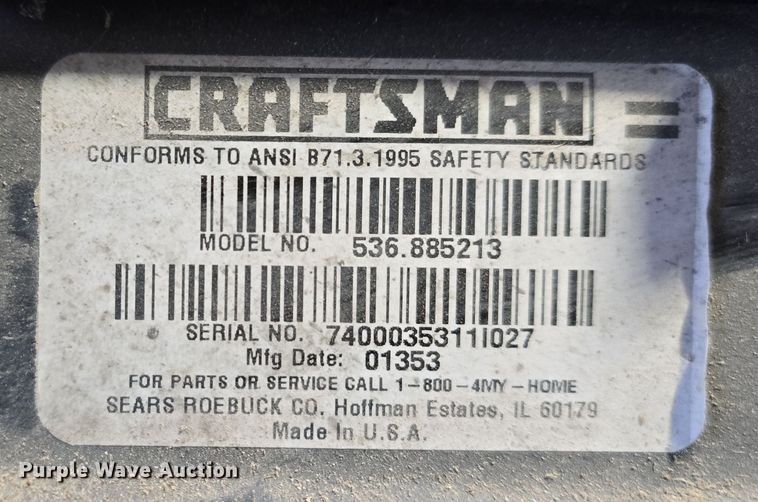 image for item EH8506 Craftsman snow blower