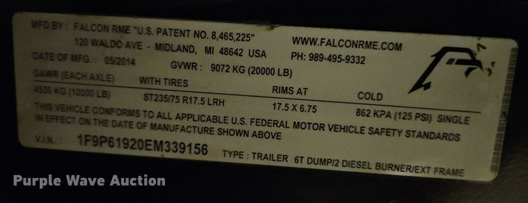 image for item EI8749 2014 Falcon Road Maintenance  Equipment pothole patcher