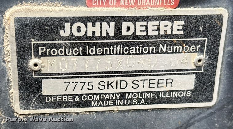 image for item EJ3414 1998 John Deere 7775 skid steer loader