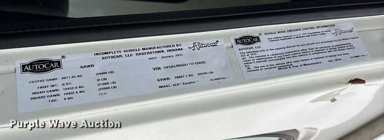 image for item EJ3419 2015 Autocar ACX Xpeditor refuse truck