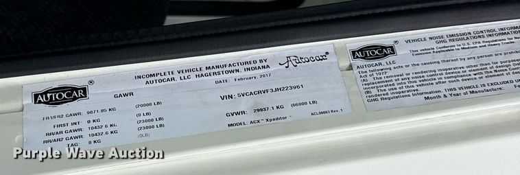 image for item EJ3420 2018 Autocar ACX Xpeditor refuse truck