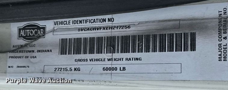 image for item EJ3421 2014 AutoCar ACX Xpeditor refuse truck