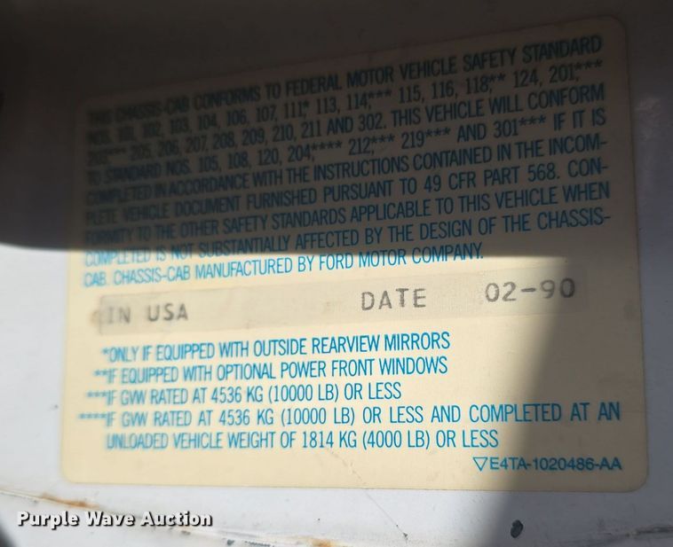 image for item NI9361 1990 Ford F350 XL ambulance