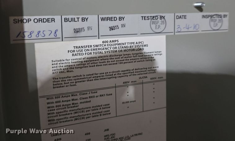 image for item NI9373 GE Zenith Controls transfer switch