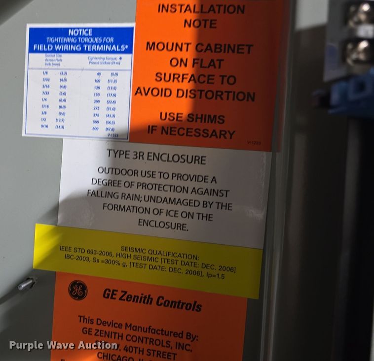 image for item NI9373 GE Zenith Controls transfer switch