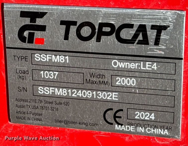 image for item DO0100 2024 TopCat SSFM81 skid steer mulcher