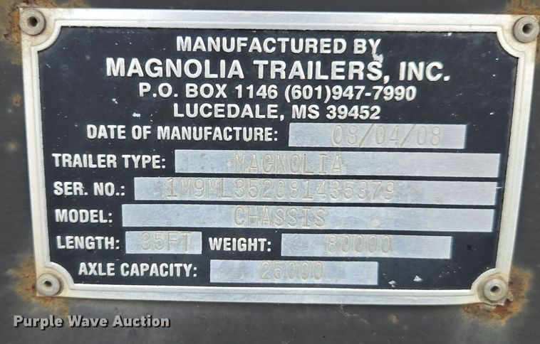 image for item DX1627 2008 Magnolia seed tender trailer