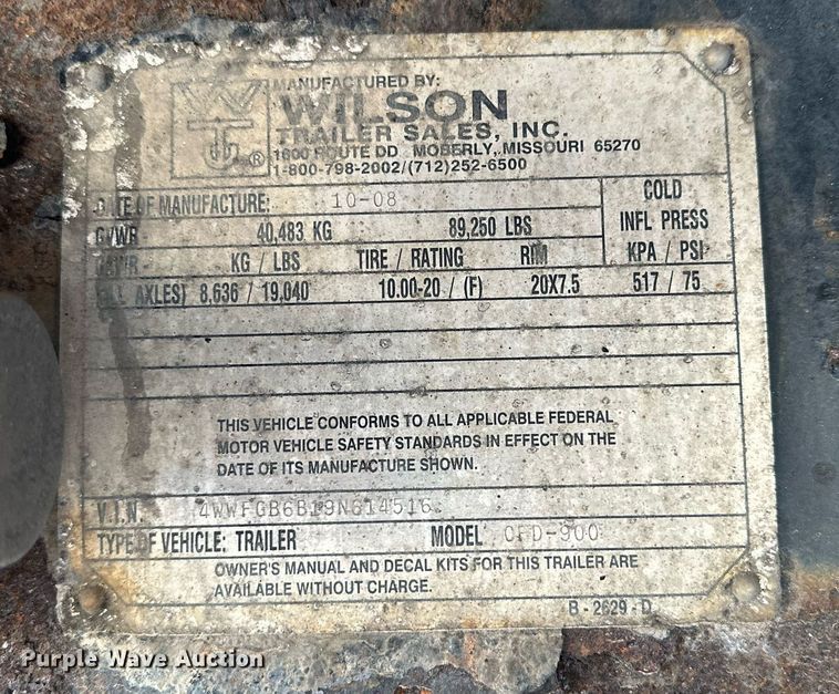 image for item DP6103 2009 Wilson drop deck trailer