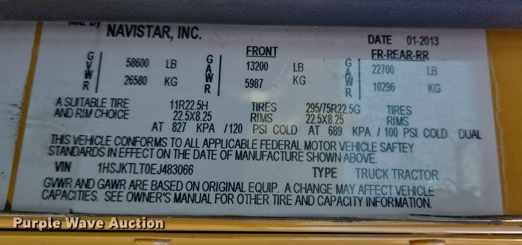 image for item DT5455 2014 Caterpillar CT660L semi truck