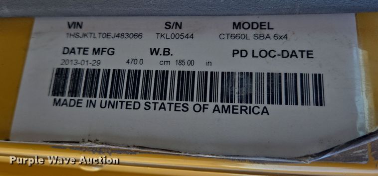 image for item DT5455 2014 Caterpillar CT660L semi truck