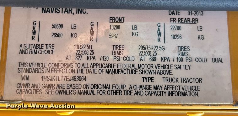 image for item DT5456 2014 Caterpillar CT660L semi truck