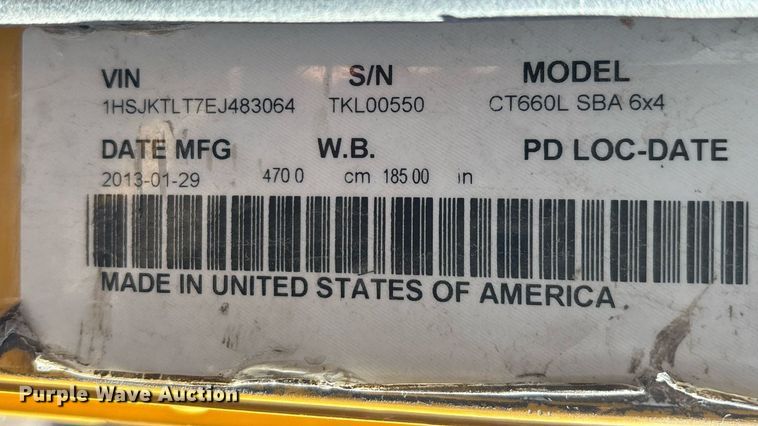 image for item DT5456 2014 Caterpillar CT660L semi truck