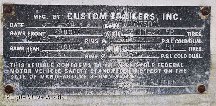 image for item DX1628 1984 Custom Trailers tank trailer