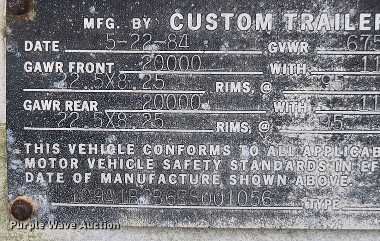 image for item DX1628 1984 Custom Trailers tank trailer