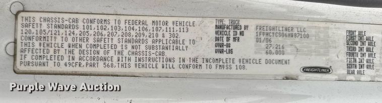 image for item EG7113 2006 Freighltiner Business Class M2 refuse truck