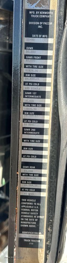 image for item EJ5322 1991 Kenworth W900 semi truck