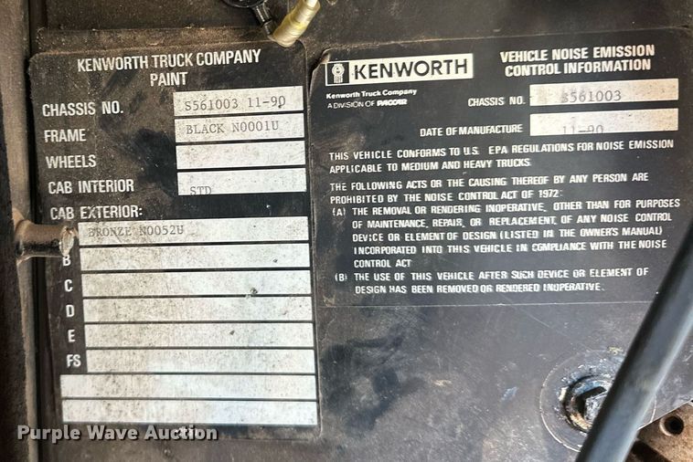 image for item EJ5322 1991 Kenworth W900 semi truck