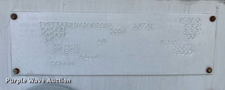 image for item OK9499 1991 Vim Trailer Manufacturing 307AL tank trailer