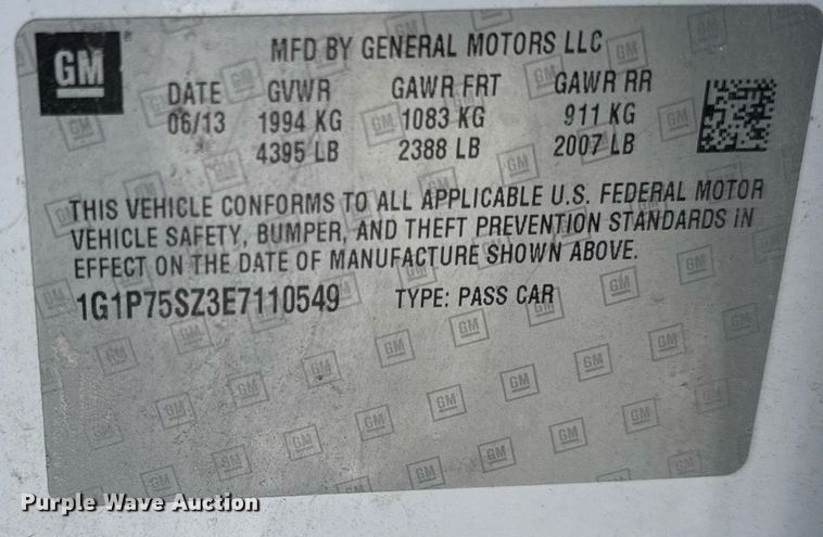 image for item DH9697 2014 Chevrolet Cruze 