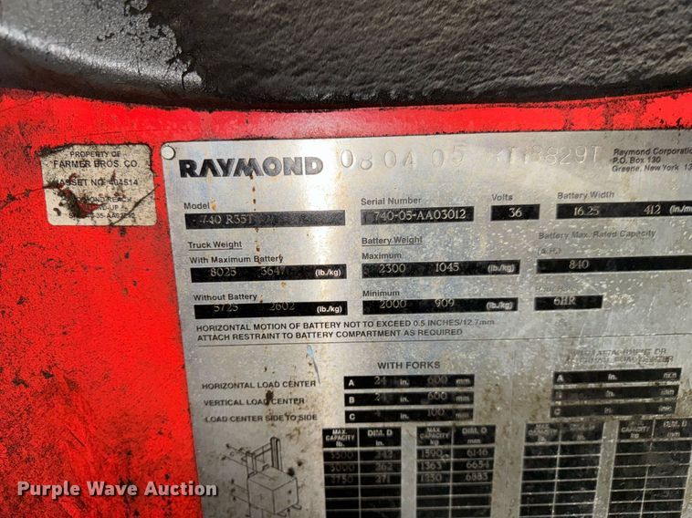 image for item DH9764 2009 Raymond 740 R35T order picker