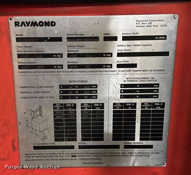 image for item DH9765 Raymond Easi R 30TT order picker