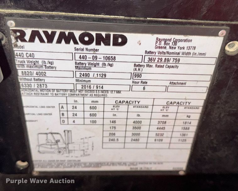 image for item DH9767 Raymond 440 C40 forklift