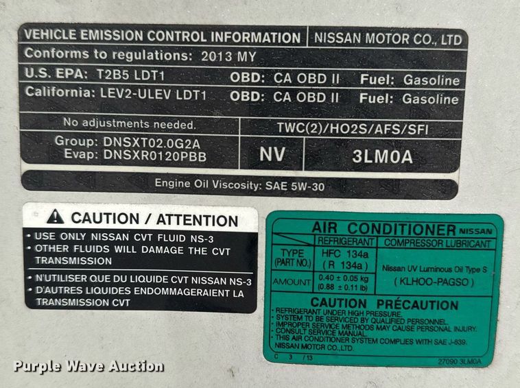 image for item DM5511 2013 Nissan NV200 van