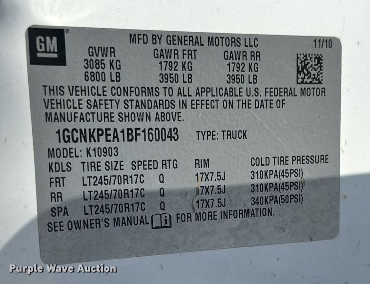 image for item DN0941 2011 Chevrolet Silverado 1500 utility bed pickup truck