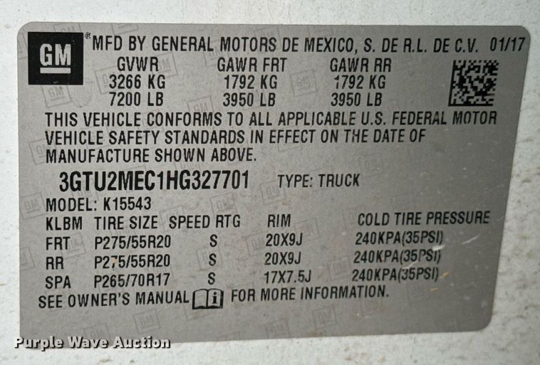 image for item DO0210 2017 GMC Sierra 1500 Crew Cab pickup truck